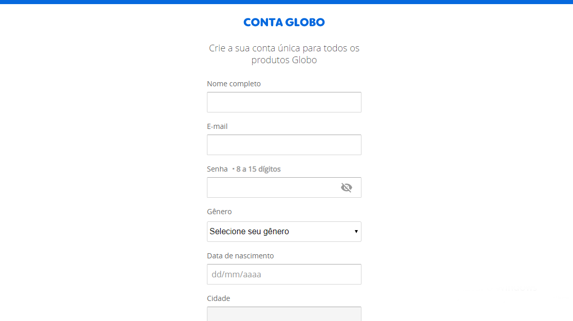Site Oficial para criar a Conta Globo